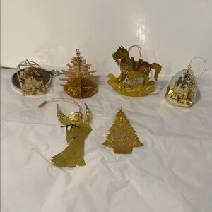 Golden Angel, 2 Trees, Nativity, Rocking Horse, Shepherds Ornament Collection